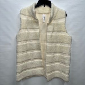 Wynne Collection Vest Women’s Medium White Open Front Nylon Blend Faux Fur
